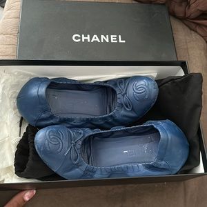 Authentic Blue Chanel Flats